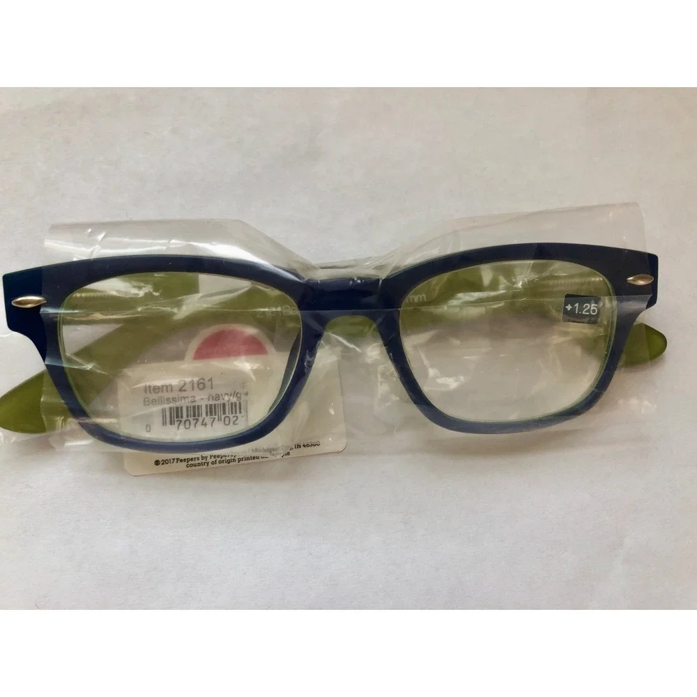 New Peepers Reading Glasses Bellissima Navy Green +1.25
